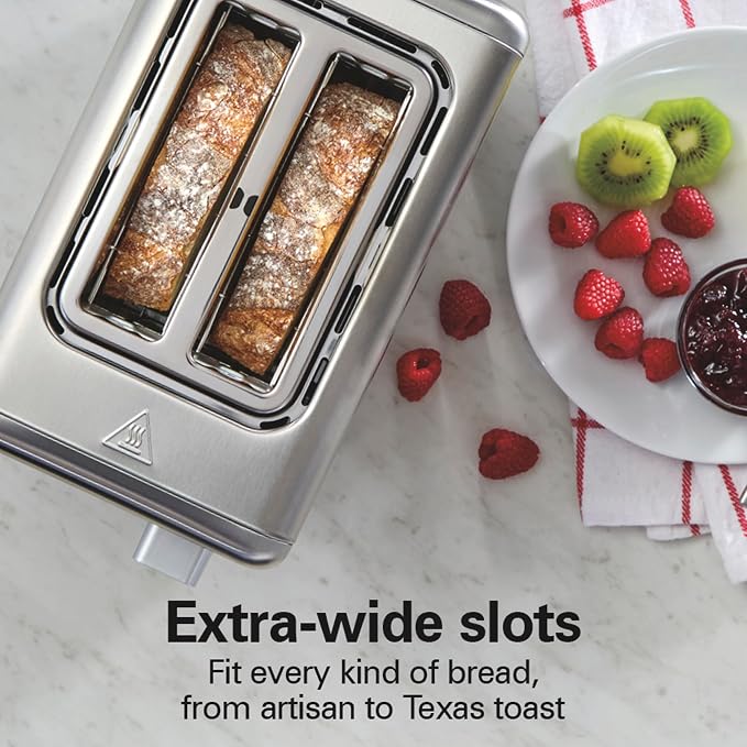 Hamilton Beach 2 Slice Toaster With Advanced Touchscreen & Extra Wide Slots | Browning Control With 7 Shades | Auto Shutoff | Bagel, Defrost, Reheat and Cancel | Brushed Stainless Steel | 22426