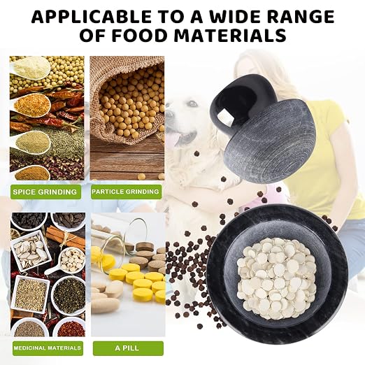 Comie Marble Mortar and Pestle Set,Mushroom Shaped Pill Crusher and Spice Grinder,Manual Coffee Grinder,3.7 Inch,1/2 Cup