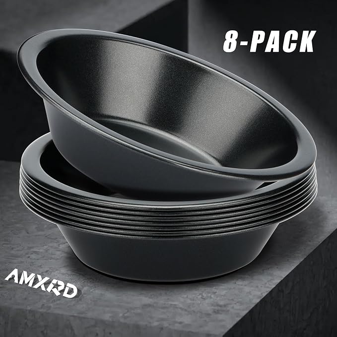 5 inch Mini Pie Pans, 8-Piece Small Round Cake Pan, Reusable Nonstick Carbon Steel Pie Tins for Oven and Instant Pot Baking | Reusable Nonstick Round Carbon Steel Pie Tins, Perfect for Oven and Instant Pot Baking, Reusable, Durable, Easy to Clean