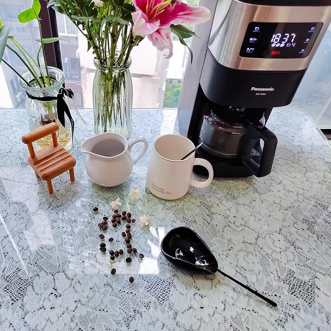 Mini Coffee Spoon Holder, Small Ceramic Spoon Rest for Coffee Stirrers, Teaspoon, Bar Spoon, Coffee Bar Accessories (Ture black+black Spoon)
