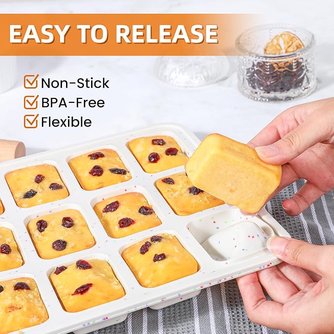 Silicone Mini Loaf Pans with Metal Reinforced Frame,12-Cavity loaf pans 2Pc | BPA Free, Oven Dishwasher Safe, Food-Grade Silicone, Heat-resistant: -104°F to 446°F, Easy Release & Clean