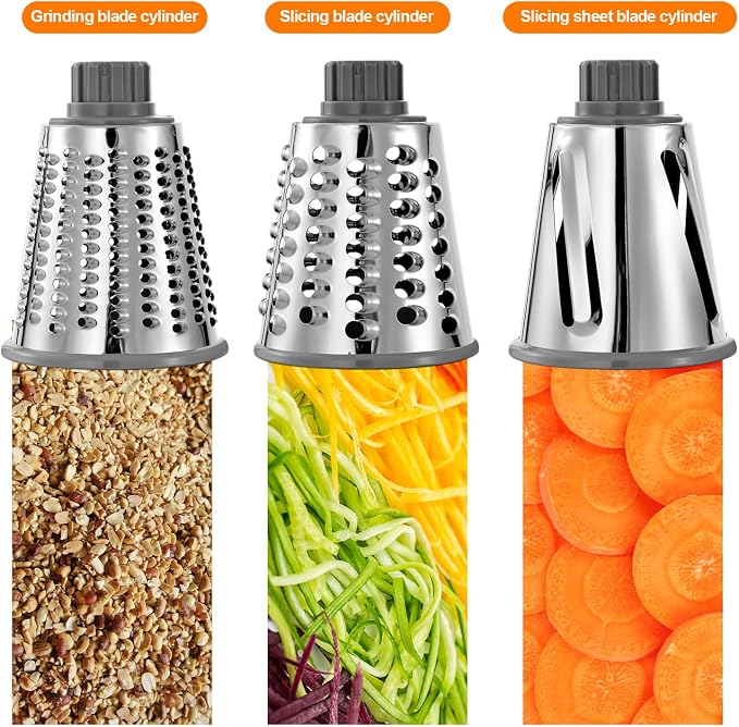 Rotary Cheese Grater Manual Hand Crank 3-in-1 Vegetable Shredde | Finger-safe design, stainless steel drums, suction base. Perfect for cheese, vegetables, nuts & chocolate. Easy to clean