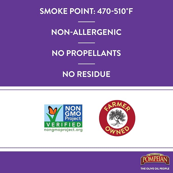Pompeian 100% Avocado Oil Cooking Spray, Mildly Nutty Flavor, Perfect for High-Heat Cooking, Roasting and Stir-Frying, Naturally Gluten Free, Non-Allergenic, Non-GMO, No Propellant, 5 FL. OZ.