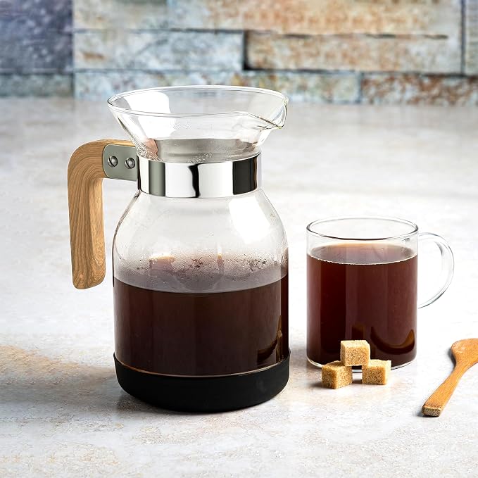 Primula Park Pour Over Park Set with Permanent Reusable Removable Ultra Fine Micro Mesh Stainless Steel Filter, Coffee Dripper Pour Over Maker Brewer Pot, Borosilicate Glass, Easy to Use, 36 oz