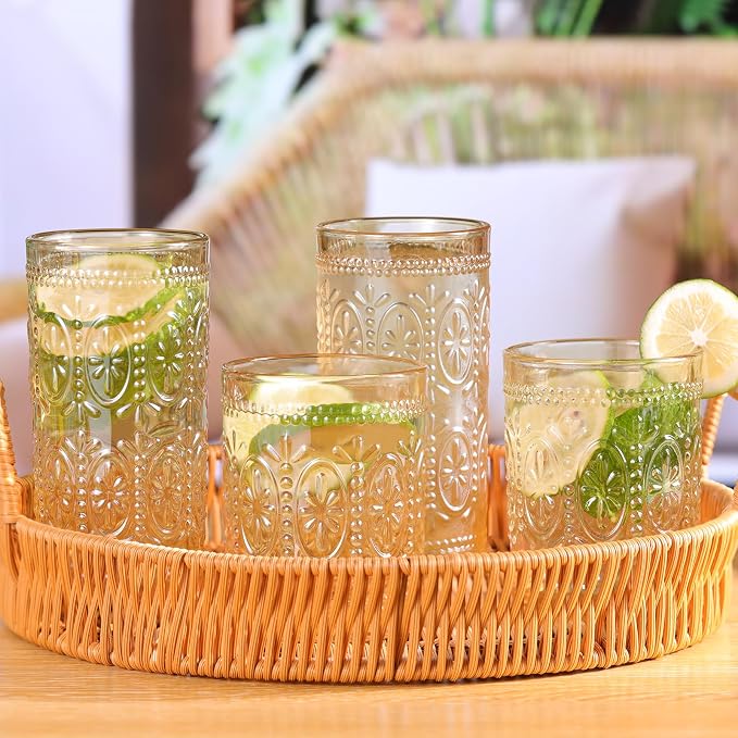Darlion Amber Glassware, Vintage Drinking Glasses, 10oz Amber Glass Cups | Food Grade Glass, Lead-Free Glass, Durable&Sturdy, Vintage Decoration