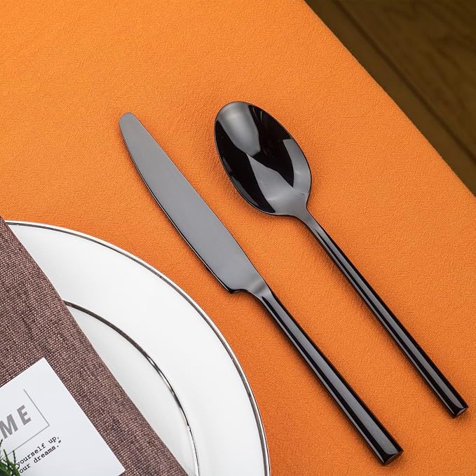 Alata Potter Black 20-Piece Forged Silverware Set, Service for 4, Stainless Steel Flatware Set, Modern Design with Mirror Finish, Ideal for Home, Kitchen, Party, Camping