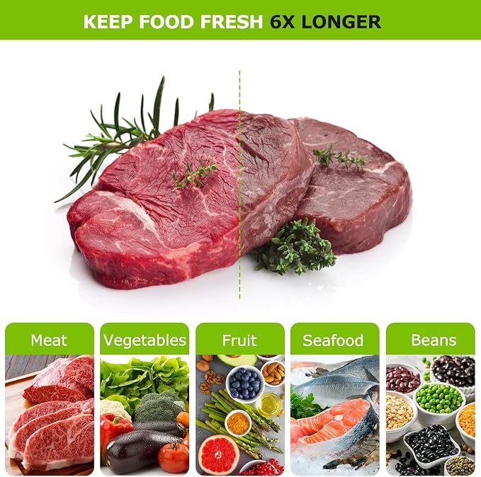 Bonsenkitchen Precut Vacuum Sealer Bags, 100 Gallon 11" x 16" Food Sealer | Food Grade, Heavy Duty, Customized Vacuum Bags for Vac Storage, Meal Prep or Sous Vide Cooking, VB3214, BPA Free