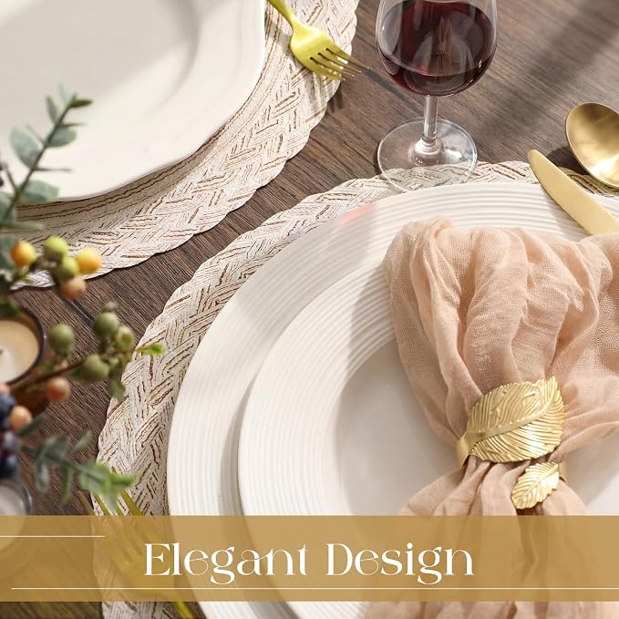 Geosar 100 Pcs,Ivory Disposable Paper Placemat Cotton Woven 13''