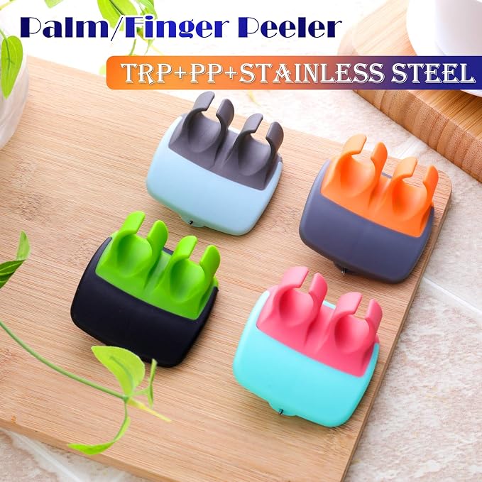 Mudder 4 Pieces Finger Vegetable Palm Peeler Kitchen Fruit Potato Peeler with Comfortable Rubber Finger Grip For Pumpkin Carrot Cucumber Potato