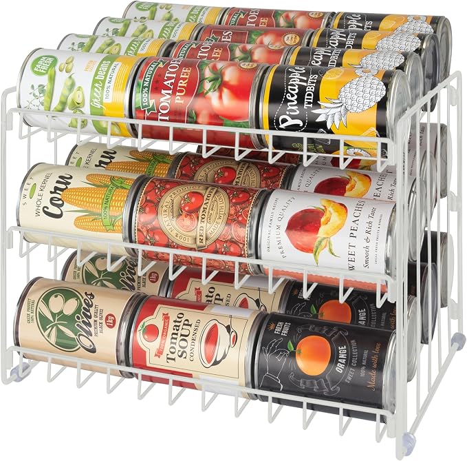 Kitchen Details 3 Tier Can Storage Organizer Rack in White