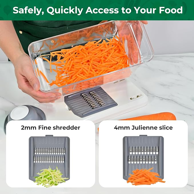 SUSTEAS Vegetable Chopper Mandoline Slicer, 6 Blade Chopper, 10-in-1 Gray | Onion Potato Dicer, Veggie Cutter for Salad, Carrot, Cucumber Home Kitchen Gadgets Accessories Essentials(Grayish White)