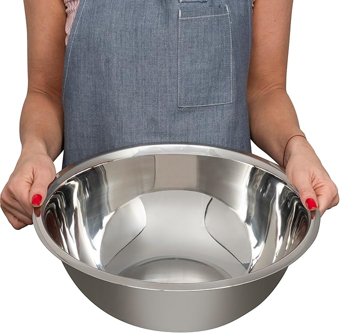 5 Quart Large Stainless Steel Mixing Bowls Set, 3-Pack, Nesting Bowls | Extra Large Commercial Grade Metal Bowls for Meal Prep, Baking, Serving, Food Storage. Rustproof & Dishwasher Safe