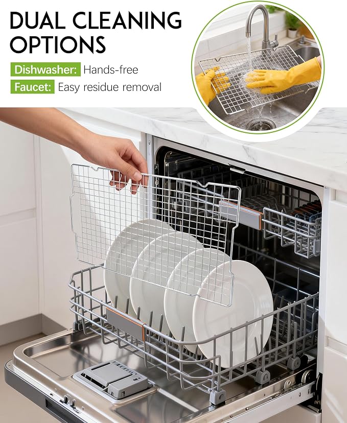 HULISEN 304 Stainless Steel Cooling Rack with Handles, 2-Pack, 16 x 10 Inch | Baking Rack for Half Sheet Pan, Dishwasher Safe, Oven Safe 500°F, Easy Transfer Design, For Baking, Roasting, Cooling Food