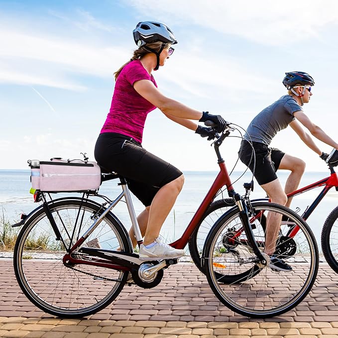 RAYMACE Bike Rear Rack Bag, Bike Trunk Cooler Bag | Bicycle Pannier for Warm or Cold Items(Pink)