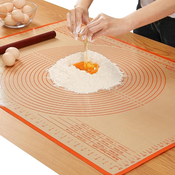 Silicone Pastry Mat 36x24 Inch Nonstick Baking Mat | Great Performance Kitchen Counter Mat, Baking Suitability, Perfect for Doug, Pastry, Pie Crust, Fondant, Bread, Pasta/Pizza