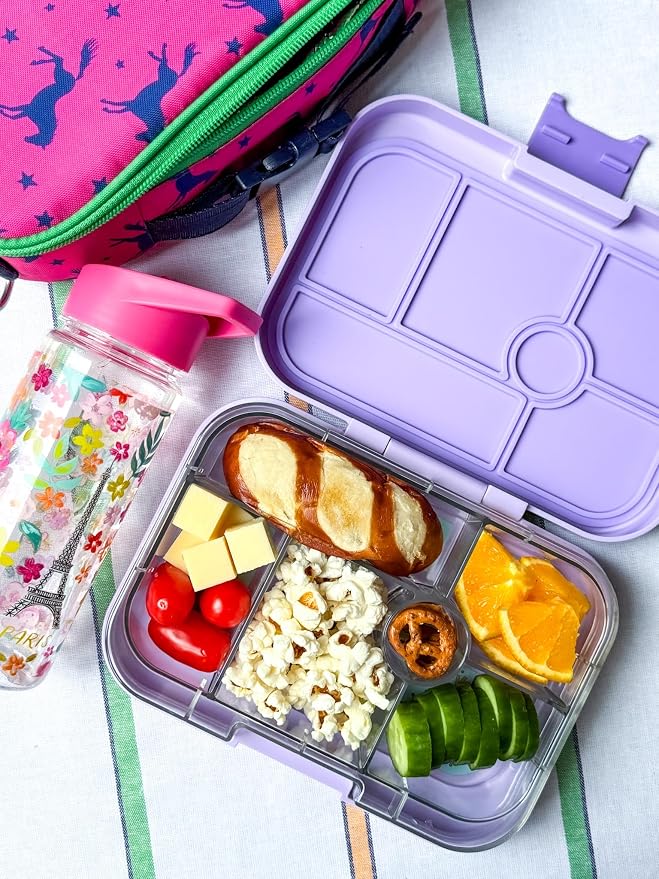 Yumbox Original Leakproof Bento Lunch Box - Lavande Purple Unicorn | 5 Compartments + built-in Dip Well, Lightweight, Compact, Easy Open Latch, Kid-Friendly