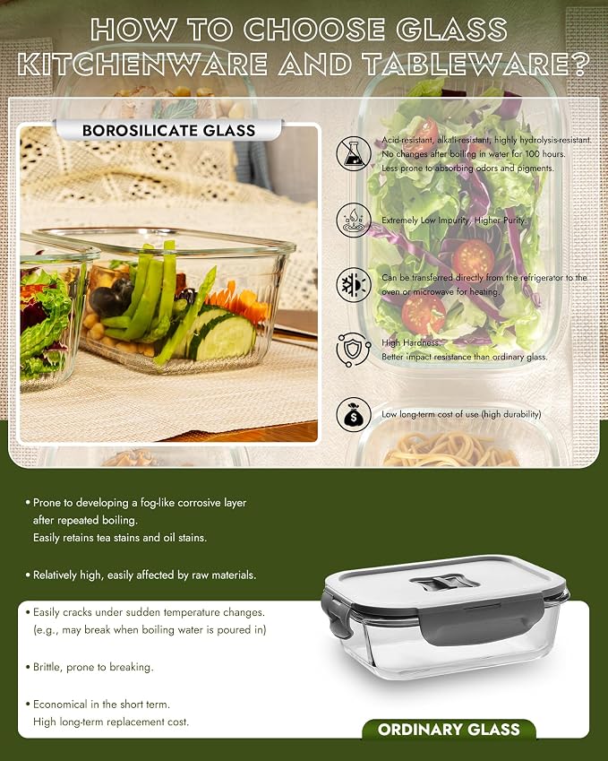 4-Pack Glass Container Set (2x 4.7 Cup & 2x 9.3 Cup), Ultimate Food Storage & Meal Prep with Easy-Open Valve, Tempered Glass Lids, Leakproof, Freezer to Oven Safe