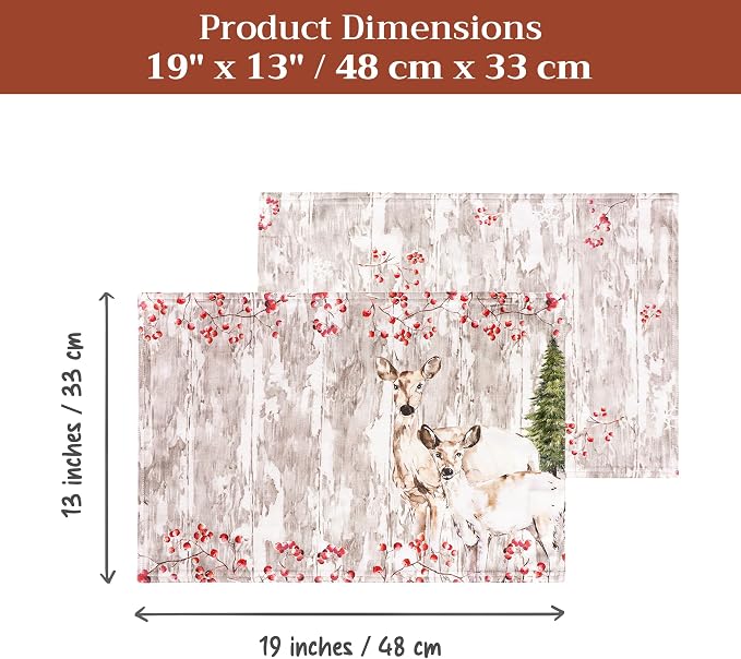 Maison d' Hermine Placemats Set of 4 Reusable 100% Cotton (13"x19") | Cloth Place Mats Washable Table Mats for Kitchen Dining Party Wedding Hotel Home Thanksgiving Christmas - Mountain Life