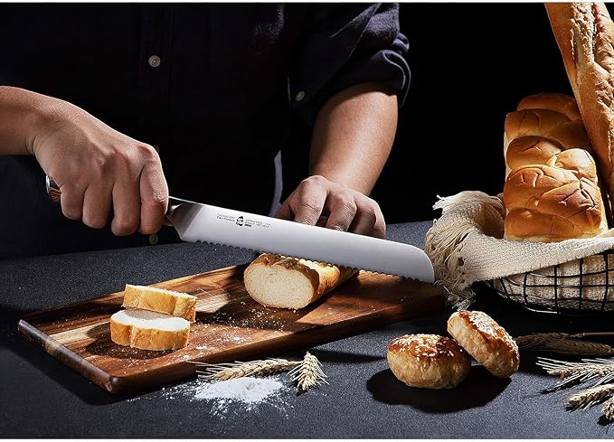 TUO Bread Knife, 9 inch Sharp Serrated Slicing Knife for Homemade Sourdough Bread, High Carbon German Steel, Ergonomic Handle, Gift Box Included