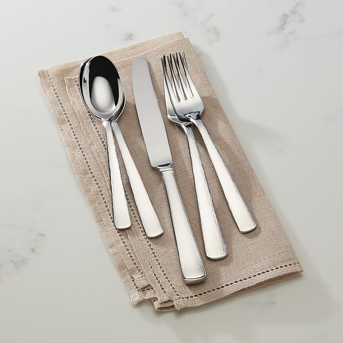 Reed & Barton Silver Echo 5Pc Flatware Place Setting, 5 Piece | silver, dishwasher safe | includes knives, forks, and spoons | heavy duty, cutlery set for kitchen and dining, utensil set