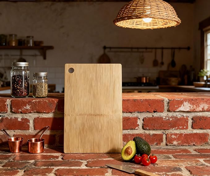 Small Bamboo Cutting Board for Garlic, Ginger, Herbs & Fruit, Solid One-Piece Bamboo Construction, Compact Mini Prep Board, Naturally Odor Resistant, 11.8 x 7.3 Inch