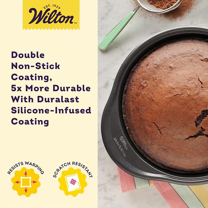 Wilton Platinum Non-Stick Round Cake Pan, Made Without PFAS, 9 in. | DURALAST Silicone Infused Double Coating, 5X More Durable with Anti-Warping Technology, Perfect for Round Layer Cakes
