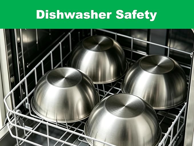 5 Pcs Stainless Steel Mixing Bowls,Dishwasher Safe,Food Grade 304,Silver,Salad Prep & Cooking