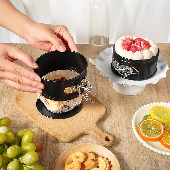 MAQUITA 8 Pcs 4 Inch Springform Pans - Small, Leakproof Round Cake Pans with Removable Bottom, Nonstick Baking Cake Molds for Mini Cheesecake & Pizza