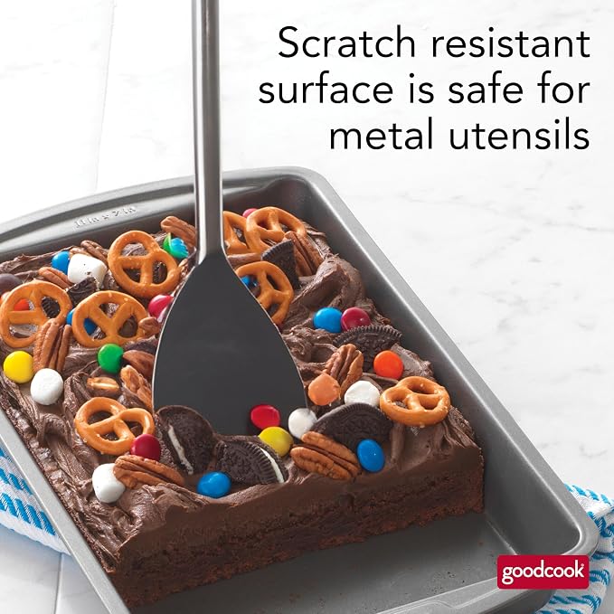 Good Cook Everyday Baking Pan with Scratch-Resistant Metal-Utensil Safe Nonstick, 7 x 11-Inch, Gray