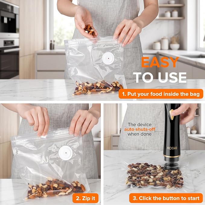 Handheld Vacuum Sealer for Food with Visible Liquid Tank | Compact Powerful Food Vacuum Sealer Machine with 10 Reusable Bags, Seal Meal Saver, Portable & Wireless, Black