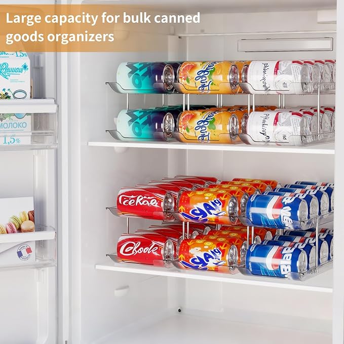 LXLXXL Can Organizer for Pantry Canned Food Storage Holder 3 Tier 2 Packs | Can Drinks Organizer for Pantry Shelf, Stackable Canned Food Storage, Can Storage Rack Holder, Fridge Cabinet Pantry Storage
