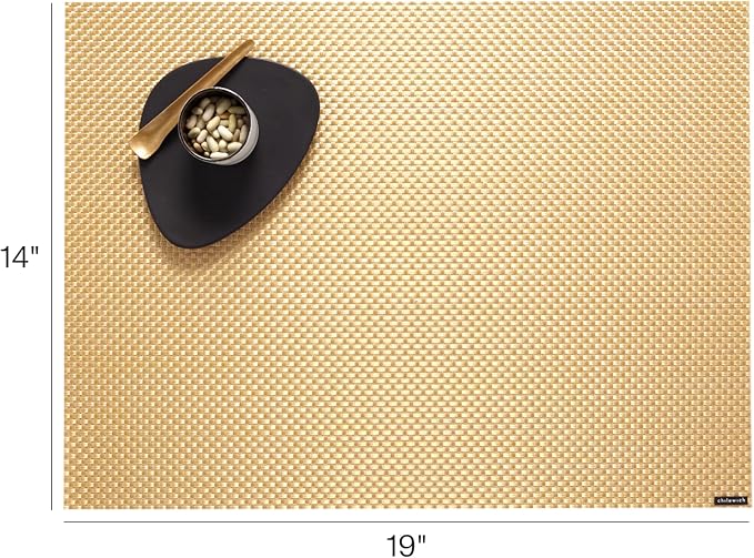 Chilewich Basketweave Placemats, Woven Rectangle Placemats Set of 4 | Reusable, Stain-Resistant, Indoor/Outdoor Tabletop Protection, Gilded, 14" x 19"