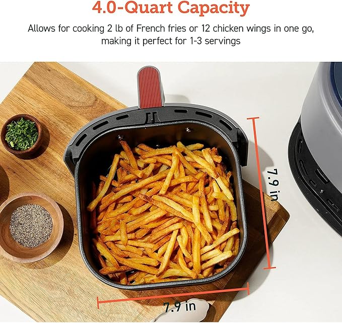 Cosori Air Fryer 4 Qt, 7 Cooking Functions Airfryer, 150+ Recipes on Free App, 97% less fat Freidora de Aire, Dishwasher-safe, Designed for 1-3 People, Lite 4.0-Quart, Smart, Light Gray