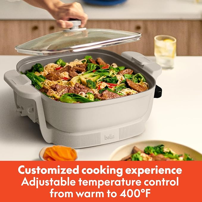 bella Fits-Anywhere™ SAUTE Make & Take Skillet, Non-Toxic, Ceramic, Oatmilk