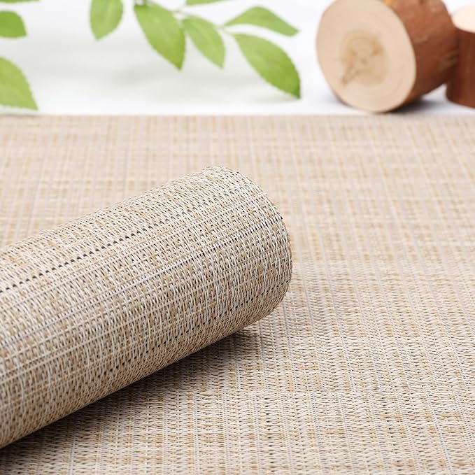 Myir JUN Placemats Set of 10 Kitchen and Dining Table Placemats | Vinyl Placemats Place Mats Indoor/Outdoor Set of 10 Washable Table Mats Non-Slip Place mats for Dining Table, Beige