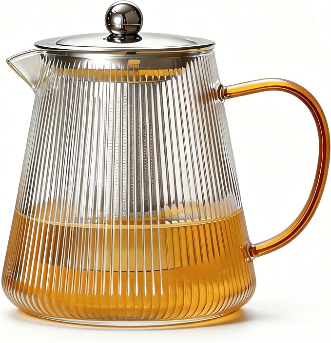 Glass Teapot with Removable Infuser, 25 oz (740 ml) | Borosilicate Glass Tea Pot for Loose Leaf Tea Steeper, Blooming Tea Maker and Brewer, Ideal Gift for Tea Lovers