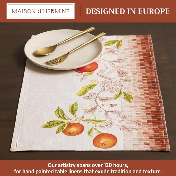 Maison d' Hermine Placemats Set of 4 Reusable 100% Cotton (13"x19") | Cloth Place Mats Washable Table Mats for Kitchen Dining Party Wedding Hotel Home Thanksgiving Christmas - Vintage Harvest