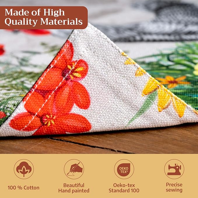 Maison d' Hermine Placemats Set of 4 Reusable 100% Cotton (13"x19") | Cloth Place Mats Washable Table Mats for Kitchen Dining Party Wedding Hotel Home Restaurant Spring Summer - Basse Cour