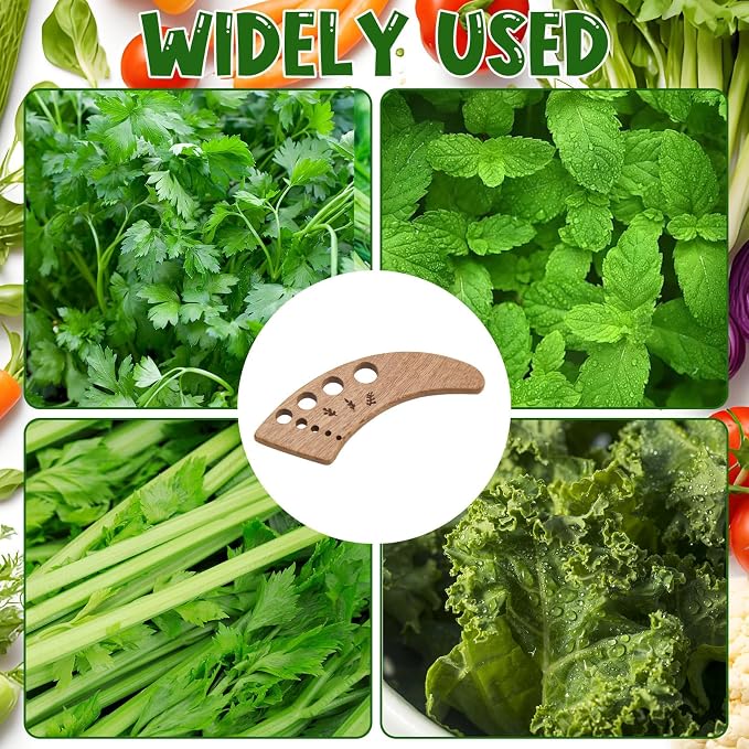 Wooden Crescent-Shaped Vegetable Separator, Pottery Herb Stripper Tool Supplies, Fun Kitchen Gadgets, Exquisite Herb Stripper Bowl Gifts for the Kitchen Suitable for Home Use & Chefs
