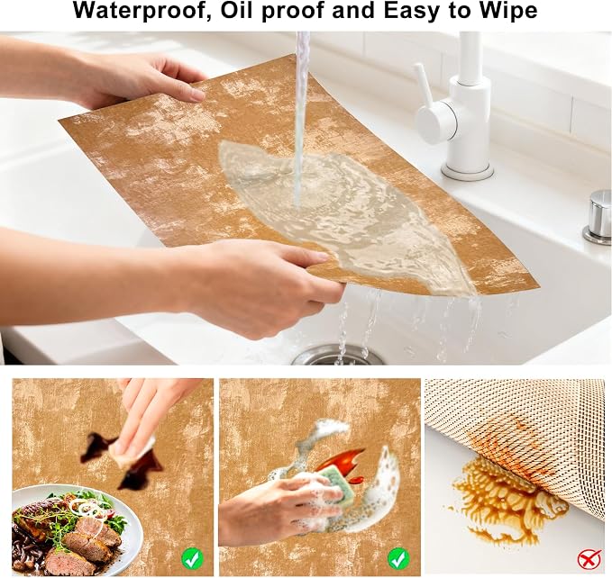 Faux Leather Placemats Set of 4, 11.8"x17.7", Apricot | Reversible Table Mats, Waterproof, Stain & Heat Resistant, Easy Clean for Dining, Gatherings, Outdoor