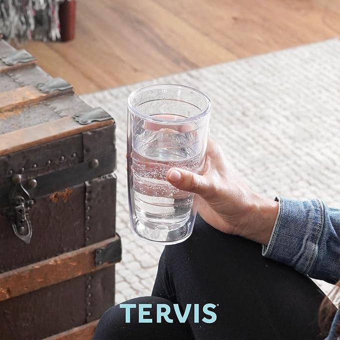 Tervis Clear & Colorful Tabletop Made in USA Double Walled Insulated Tumbler Travel Cup Keeps Drinks Cold & Hot, 16oz - 4pk, Pink Sand | Made in USA, Double-wall Insulated, Shatterproof, BPA-Free, Dishwasher Safe, Fits Most Cupholders, Great to Gift, S...