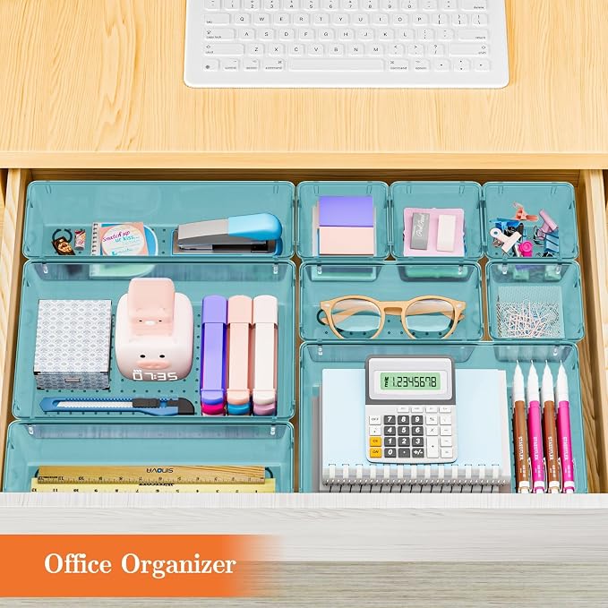 SpaceHacks 25 PCS Plastic Drawer Organizer, 4-Size Versatile Organizer Trays & storage Bins