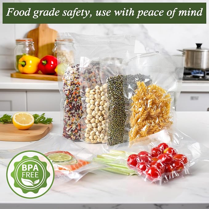Vacuum Sealer Bags, 11" x 16", 100 Pcs | Commercial Grade, BPA Free, Sous Vide Cooking, Puncture Prevention, Customized Size, Kitchen Essentials
