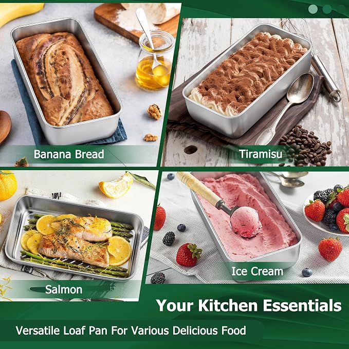 TeamFar Loaf Pans for Baking, 9 x 5 Inch Stainless Steel Loaf Bread Pans | Bread Pans Tins for Homemade Bread/Brownies, Healthy & Sturdy, Oven & Dishwasher Safe - Set of 8