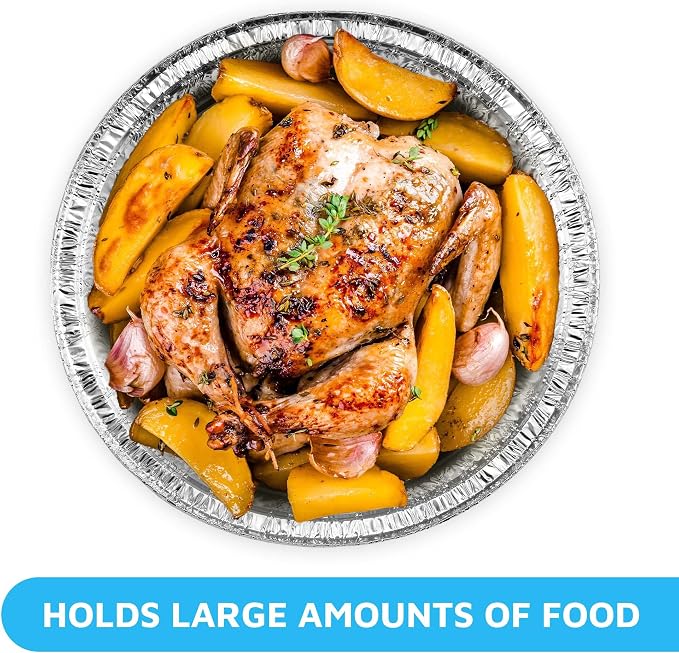 MontoPack 7” Round 100 Pack Aluminum Foil Pans with Clear Lids | Disposable Containers with Straight Walls for Storing, Baking, Meal Prep & Reheating | Freezer & Oven Safe, Recyclable