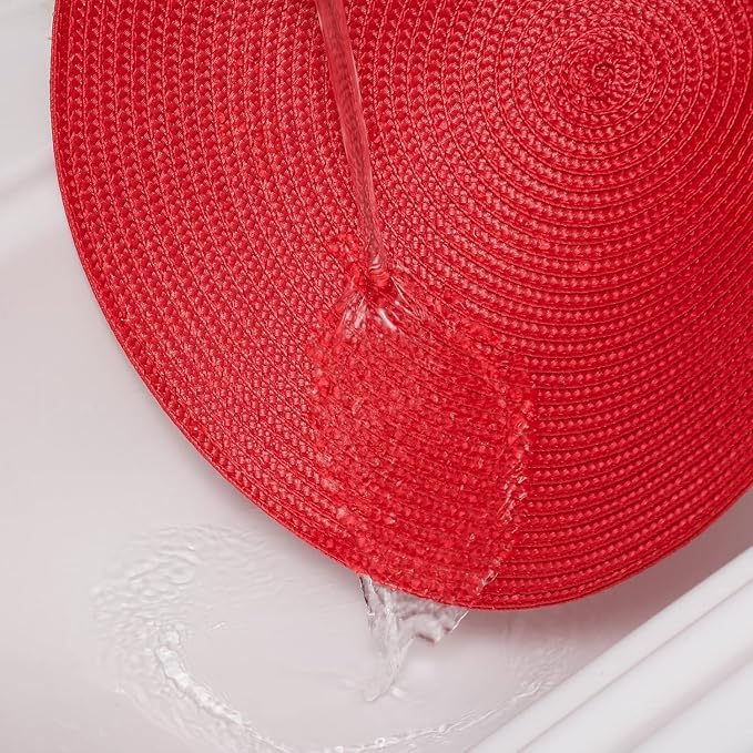 AHHFSMEI Round Placemats Set of 4 Heat Resistant Washable Non-Slip Woven Braided Table Mats for Dining Table Kitchen & Home Decor (red,4)