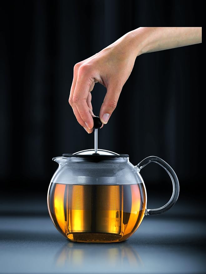 Bodum Assam Glass Tea Press with Stainless Steel Filter and Lid, 1.5-Liter, 51-Ounce