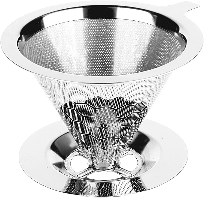 Pour Over Coffee Maker, Single Cup | Reusable Metal Coffee Filter, 304 Stainless Steel