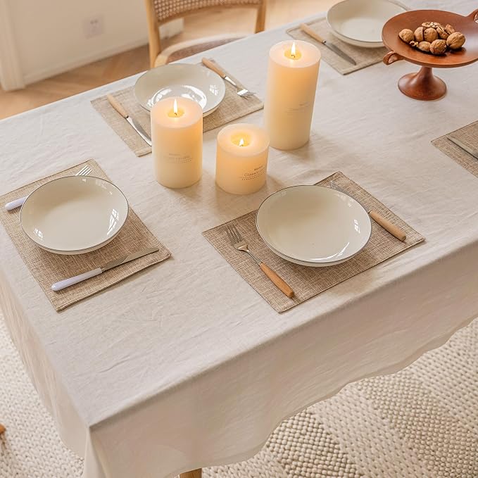 Home Brilliant Linen Place Mats Set of 4 Heat Resistant Dining Table Place Mats Cloth Placemats Kitchen Table Mats Placemat, Burlap