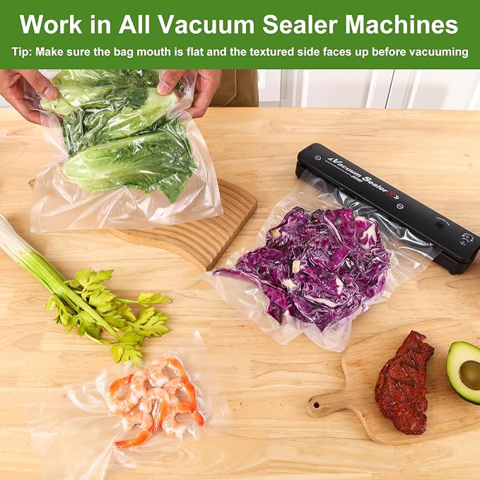 Vacuum Sealer Bags for Food Storage, 150pcs Precut Pint, Quart & Gallon | 3Mil Embossed BPA-Free Puncture-Resistant Bags, Universal Fit for Sous Vide, Meal Prep, Freezer Storage & Food Preservation
